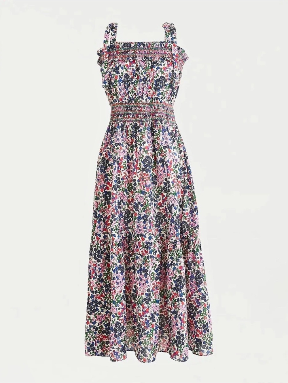 J.CREW SMOCKED DRESS IN WATERMARK FLORAL PRINT – SIZE XL